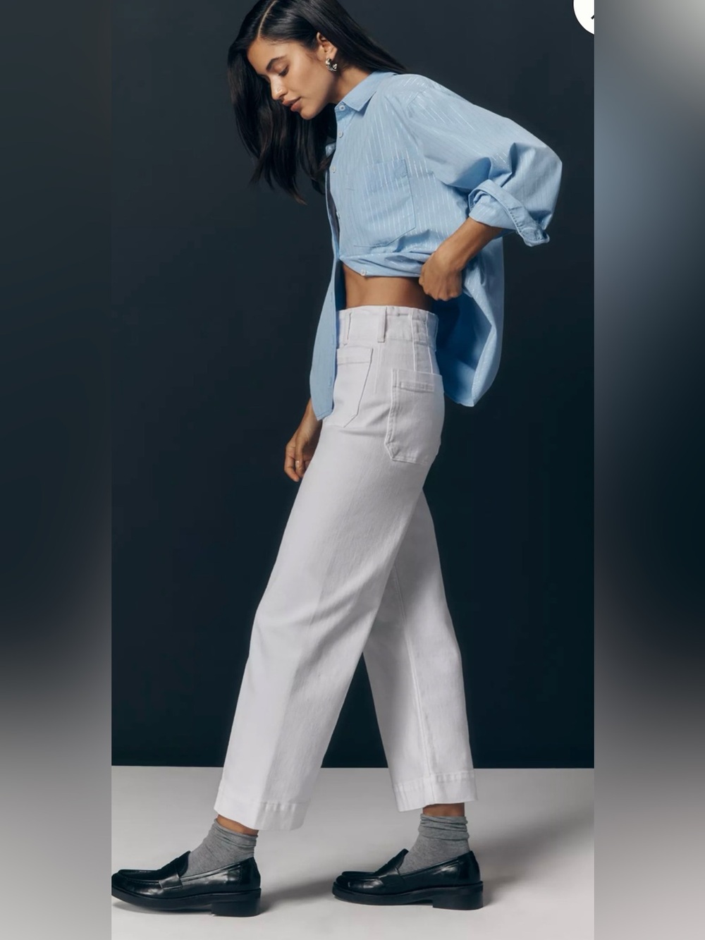 Anthropologie Colette High-Rise Wide-Leg Cropped Jeans by Maeve